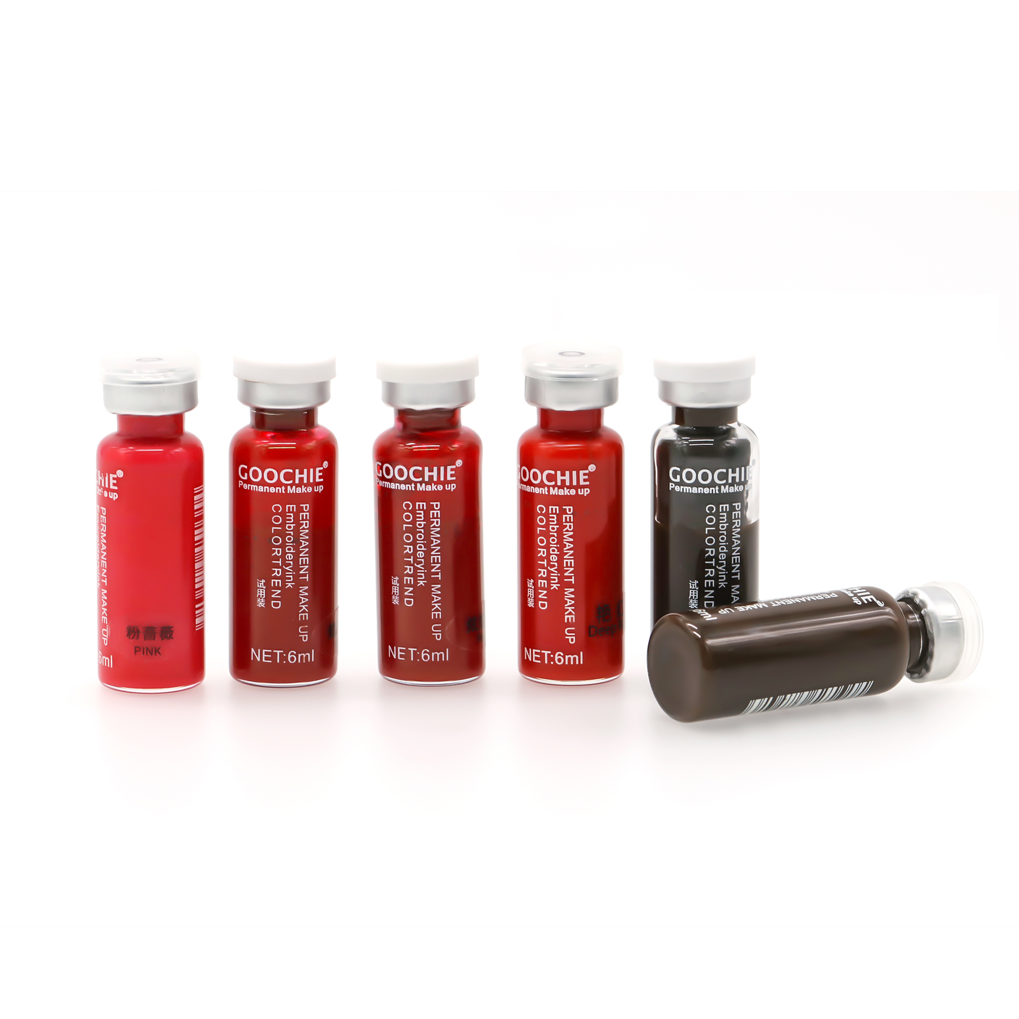 Goochie アートメイク顔料 Microblading Permablent 小さなボトルタトゥーインクリップと眉毛