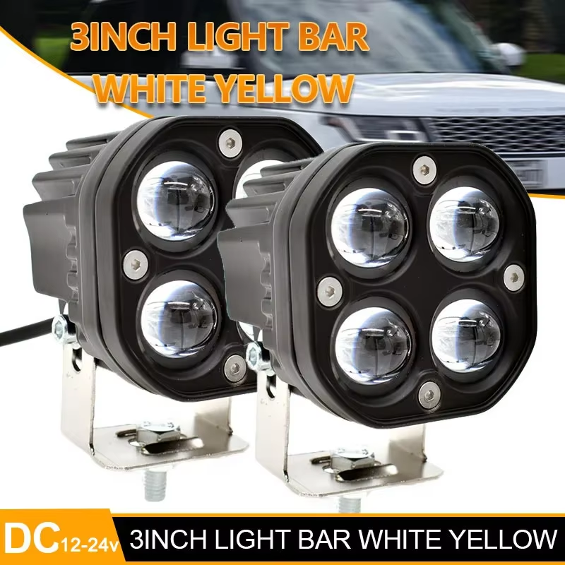 2 個 3 インチミニ LED ワークライトスクエア車黄白オートバイスポットライト 4X4 オフロードフォグランプ自動車アクセサリー 12V 24V