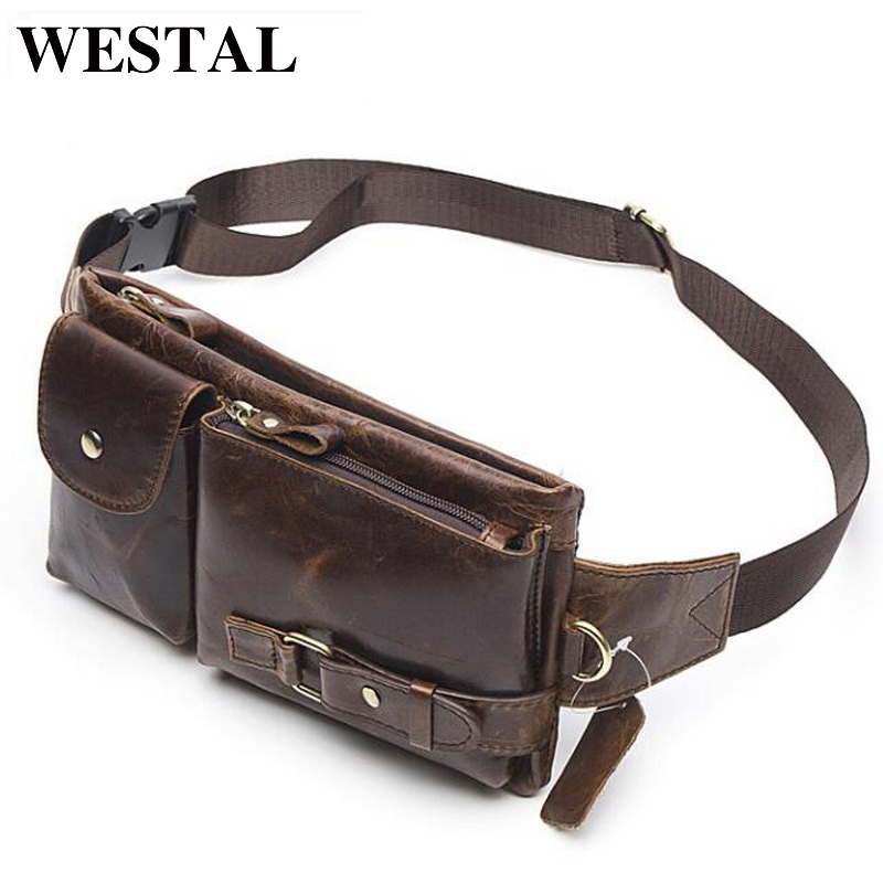 WESTAL 本革ウエストパック男性ウエストバッグファニーパックベルトバッグ電話バッグ旅行ウエストパック男性小さなウエストバッグ革