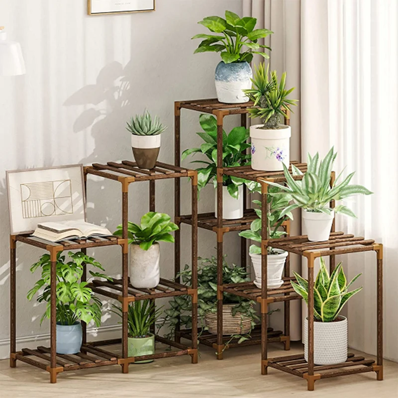 木製植物スタンド屋内屋外はしご植物陳列棚バルコニー植物収納ラックフラワーラックホルダー