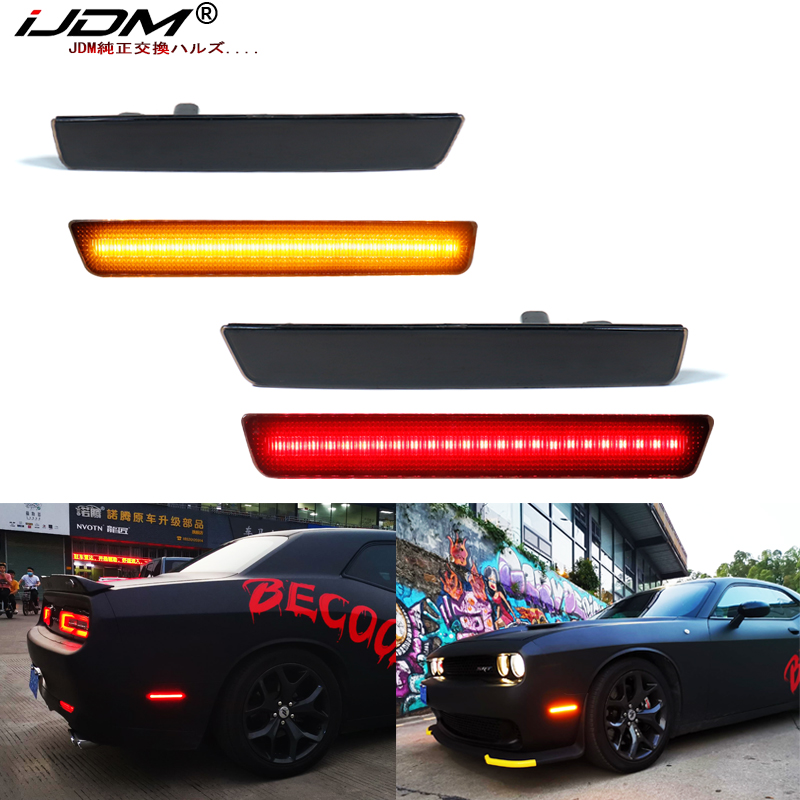 iJDM アンバー/レッド フル LED サイドマーカーライト 2008-2020 ダッジ チャレンジャー ターンシグナルライト/パーキングライト OEM サイドマーカーランプ用