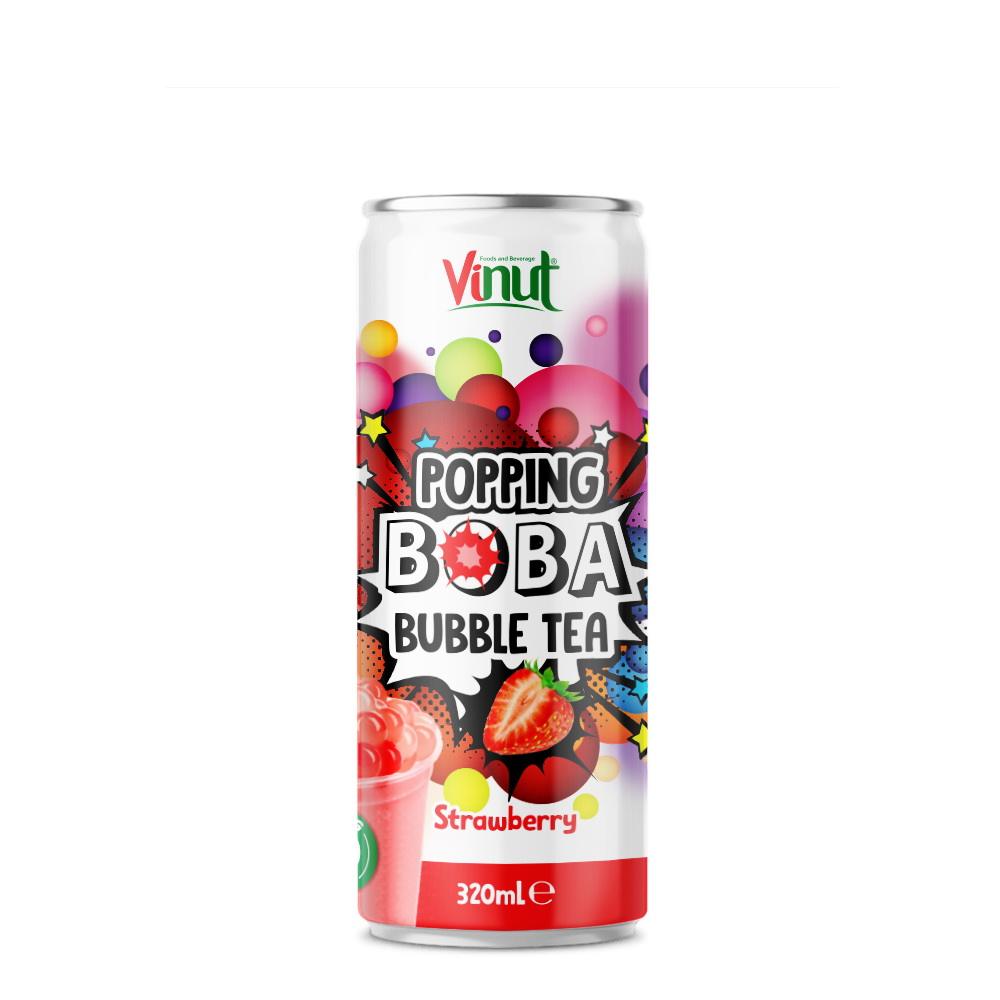 320 ミリリットル VINUT ストロベリー ポッピング ボバ バブル ティー ドリンク 24 ボトル カートン低糖 - プライベート ラベル無料サンプル OEM/ODM