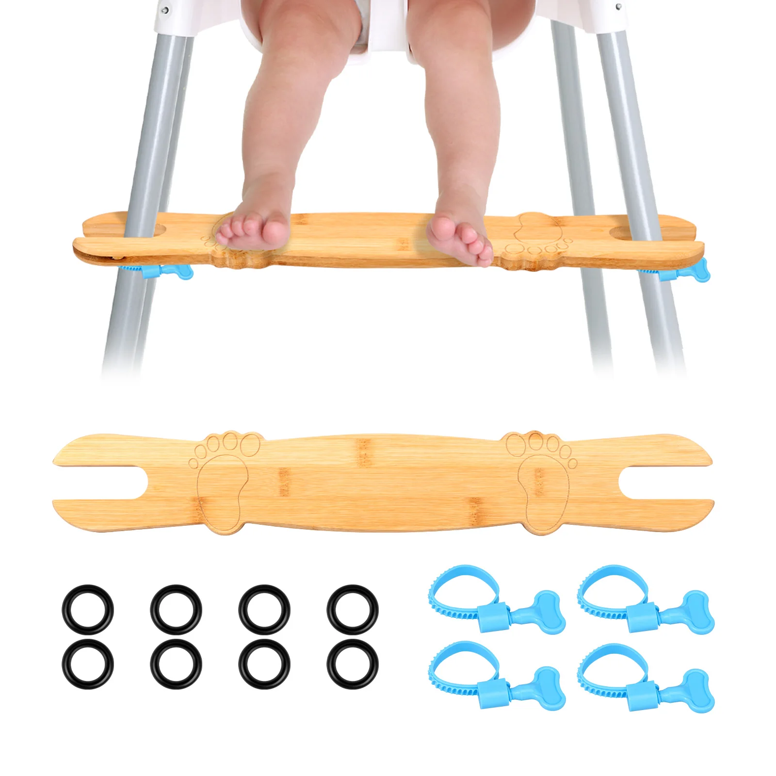 2 個ベビーハイチェアフットレスト 50 センチメートル天然竹幼児シートフットレストノンスリップ安定したハイチェアアクセサリー子供赤ちゃんのもの