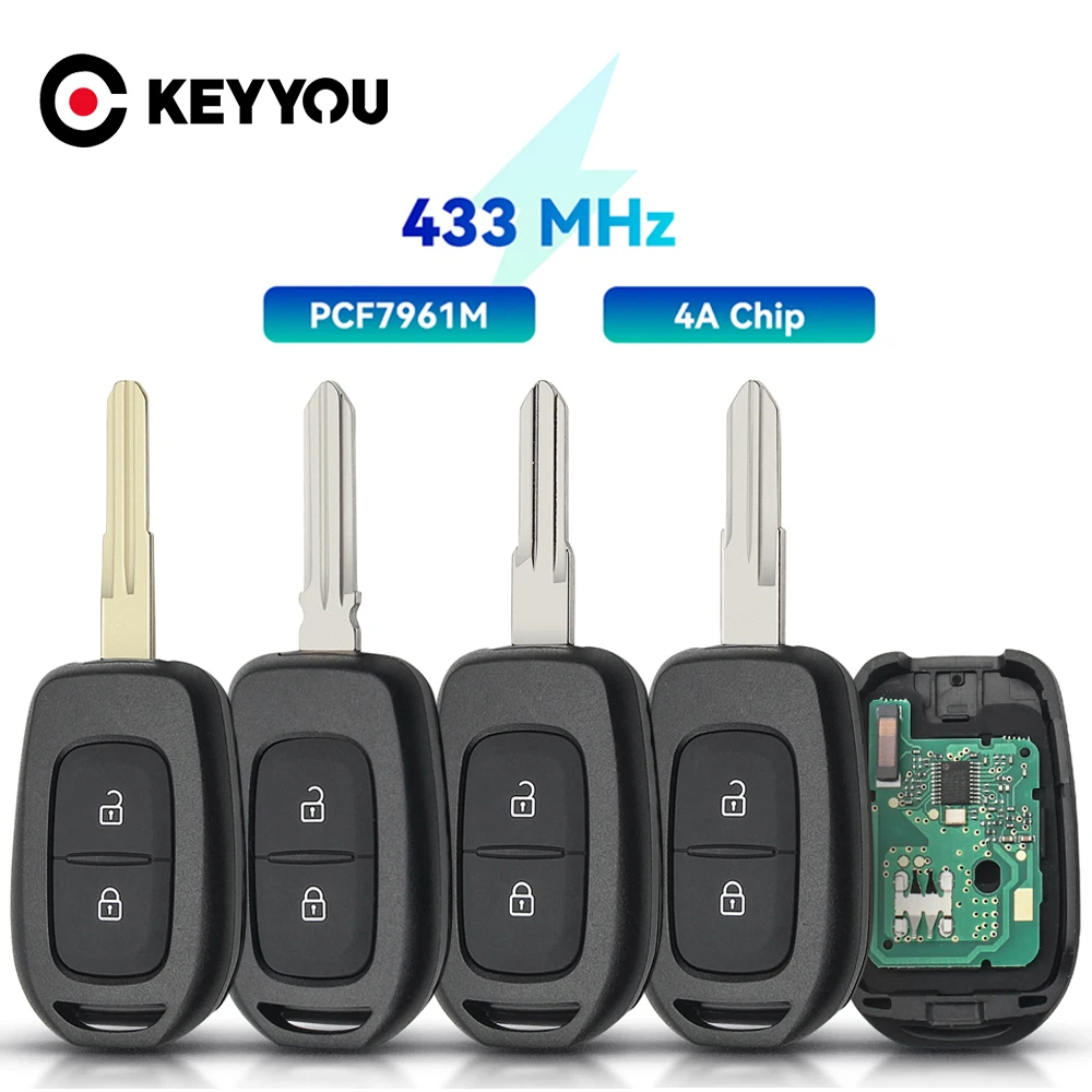 KEYYOU 2/3BNT Car Remote Key For Renault Sandero Logan Lodgy Dokker Dacia Duster 4A PCF7961 Chip 433Mhz Auto Smart Control Key