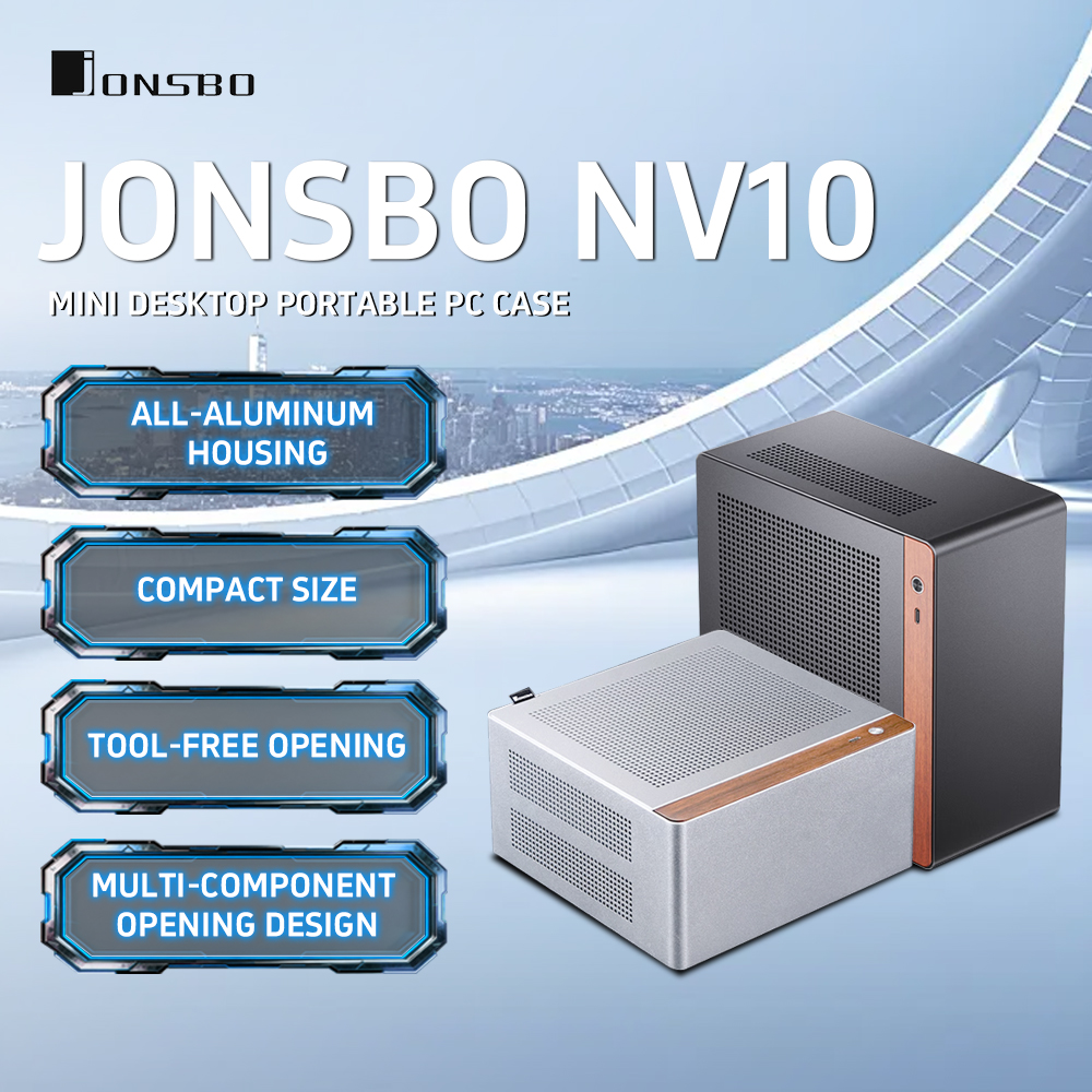 JONSBO NV10 シャーシ ITX MINI フルアルミニウムメッシュ通気性サポート 1U フレックス電源スタンディングまたは横たわるデスクトップコンピュータケース