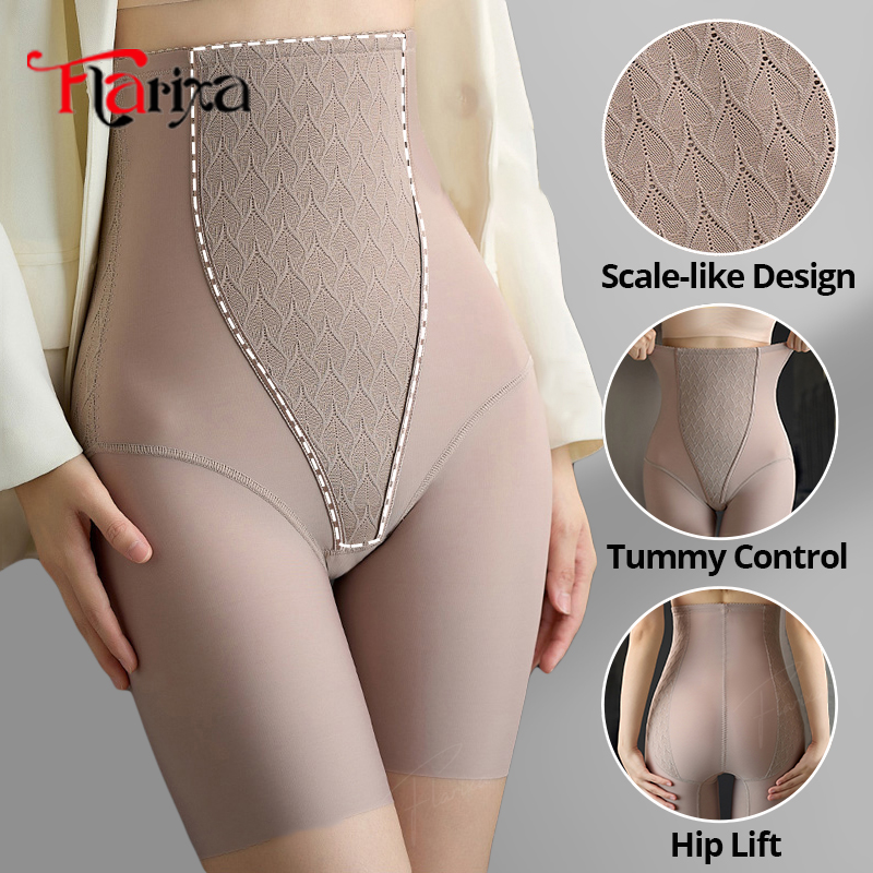 Flarixa おなかコントロールシェイプパンティー女性ハイウエストシェイプウェアバットリフター痩身下着彫刻ボディシェイパーショーツ M-4XL