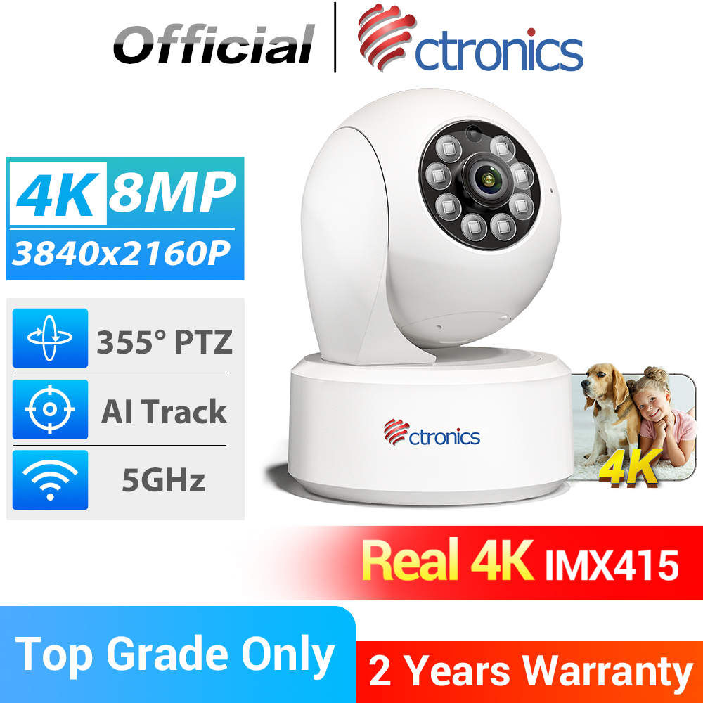 Ctronics カメラ Wifi 屋内 HD 4K リアル 8MP 5G IP カメラ IR ナイトビジョン 360 人間自動追跡 CCTV ベビーカメラ UHD 2 ウェイオーディオ