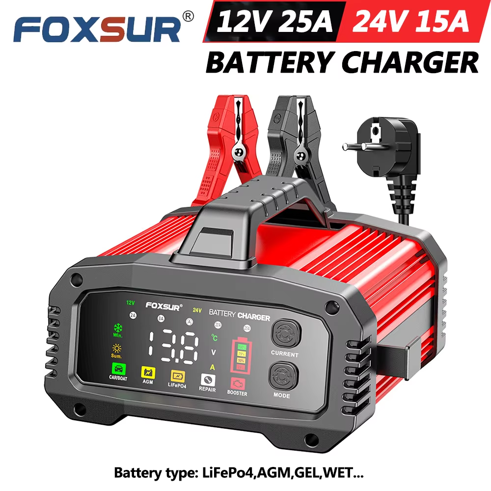 12V 24V FOXSUR FPT-250 車のバッテリー充電器車オートバイトラックハイパワーブースターパルス修理鉛酸 AGM LiFePo4
