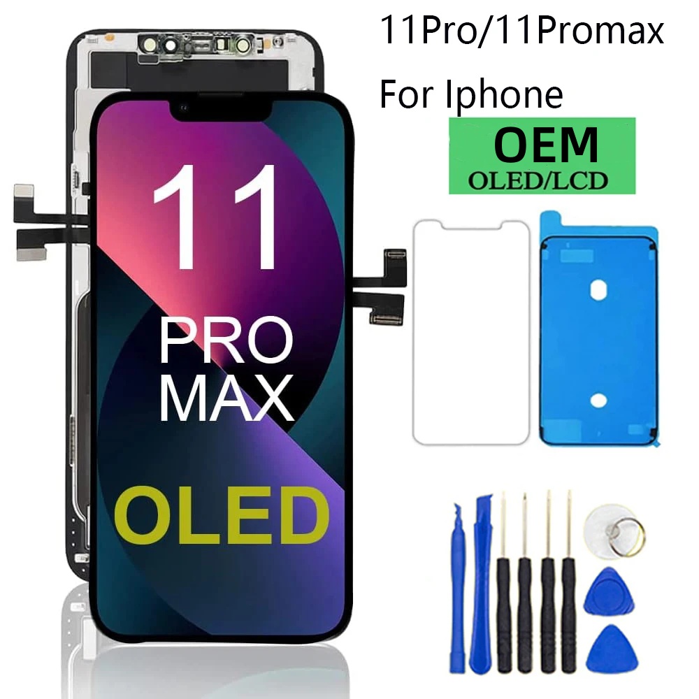 OLED Pantalla iphone 11 Pro ディスプレイタッチスクリーンデジタイザアセンブリ iPhone 11 プロ 11Promax 液晶 3D タッチ交換