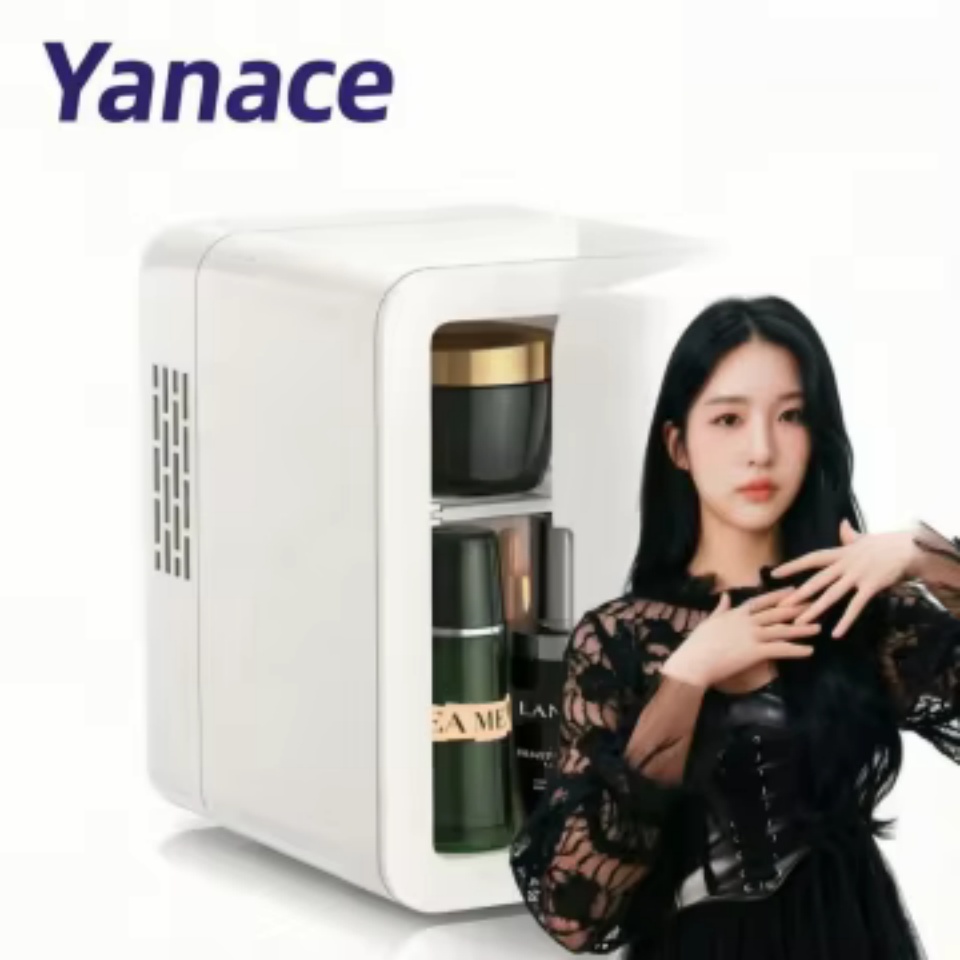 Yanace 6L ミニ冷蔵庫スキンケア化粧品ポータブル化粧冷蔵庫ミラードア付き静音デスクトップクリーム香水フレッシュ