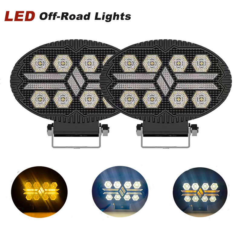 5.5 インチブラックオーバル DRL デイランニングライト修正された LED 作業灯オフロード車スポットライト ATV SUV 4X4 LED ヘッドライト