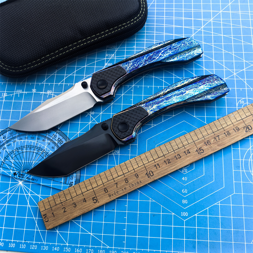 QK オリジナル折りたたみナイフ M390 刃チタン合金ハンドルベアリングキャンプ釣り防衛ツール EDC 屋外レスキュー狩猟ナイフ