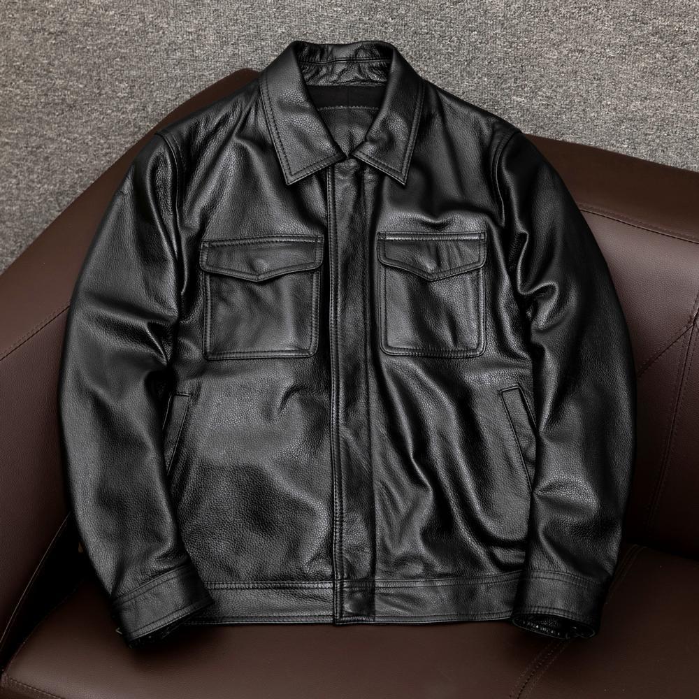 2026 新しいメンズ春秋のクラシックカジュアルレザージャケットブラウン PU 服男のオートバイのコート