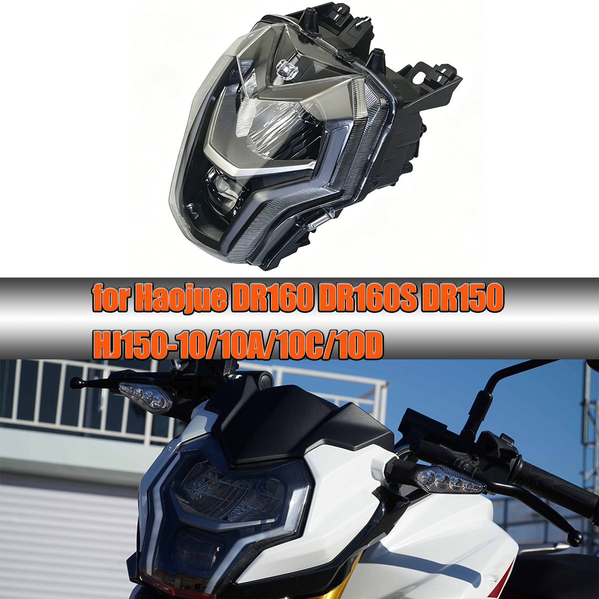 オートバイのヘッドライトアセンブリヘッドランプ工場アクセサリースズキ Haojue DR160 DR160S DR150 HJ150-10/10A/10C/10D