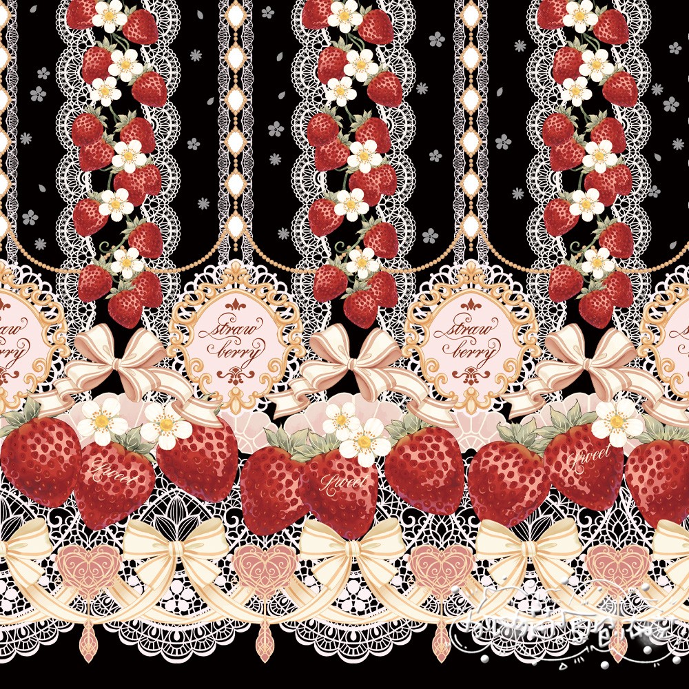 素敵な LolitaLace イチゴ植物印刷ドレス生地 DIY 手仕事バッグ手会計材料子供のスカート