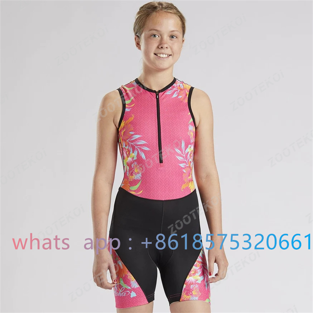Zootekoi New Children's Cycling Jumpsuit Triathlon Race Bicycle Running Swimwear Clothing Kids Bike Pro Team Skinsuit