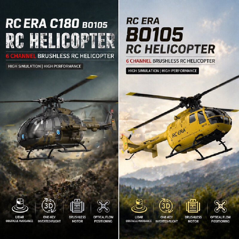RC ERA RC ヘリコプター C180 Bo 105 デュアル ブラシレス 1 キー反転オプティカル フロー ポジショニング Lidar 3D フライト屋外リモコン