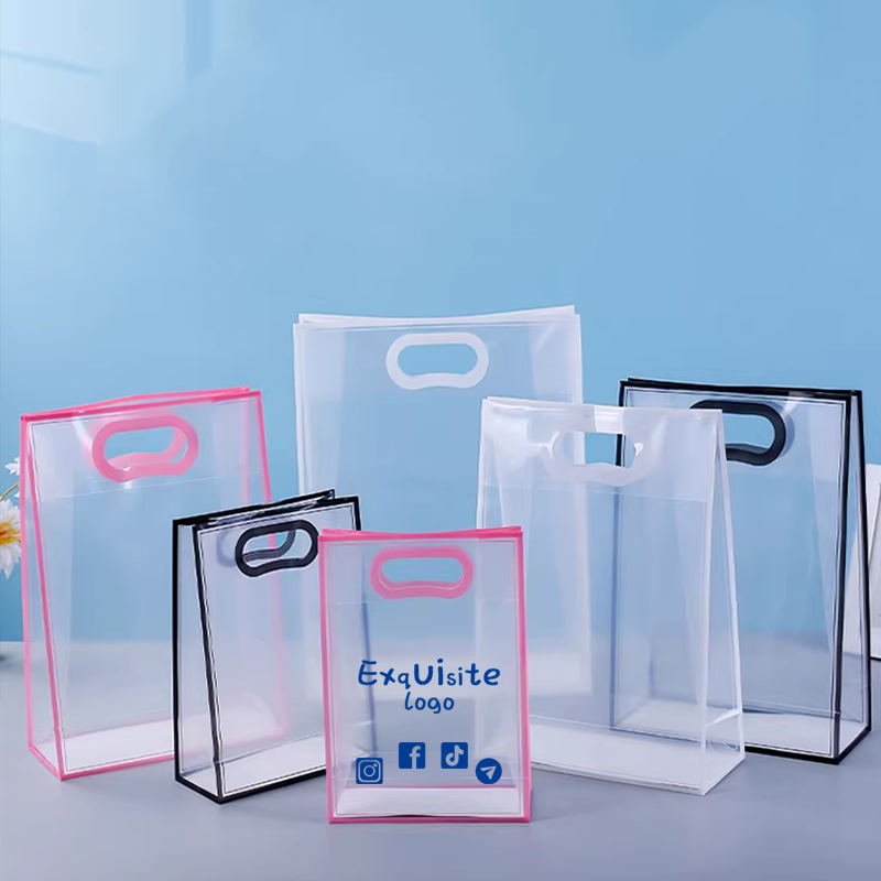 厚手の透明ギフトバッグ 20 枚、衣類収納バッグ、小規模ビジネス用ディスプレイバッグ、再利用可能な包装袋、カスタマイズ可能なロゴ