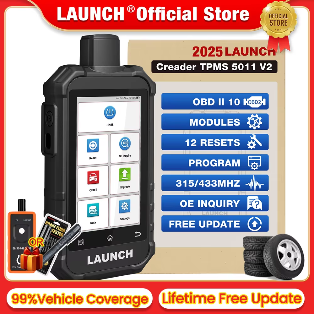 LAUNCH X431 TPMS 5011 V2 タイヤ空気圧プログラミングツール アクティブ/再学習 315MHz 433MHz センサー 12 リセット OBD2 スキャナー pk CRP5011E