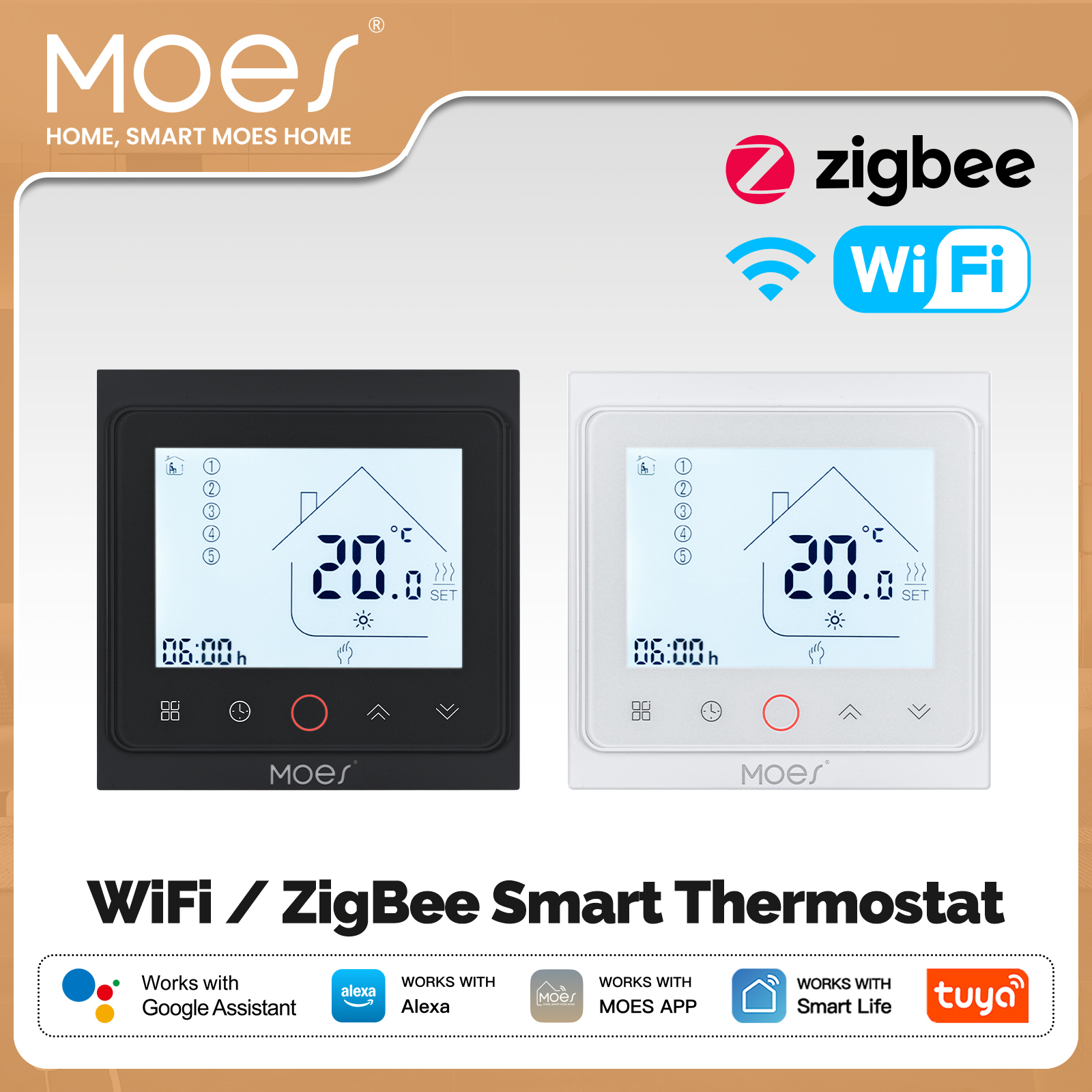 MOES Tuya WiFi ZigBee スマート サーモスタット 室温コントローラー 水電気床暖房ガスボイラー Alexa Google ホーム用