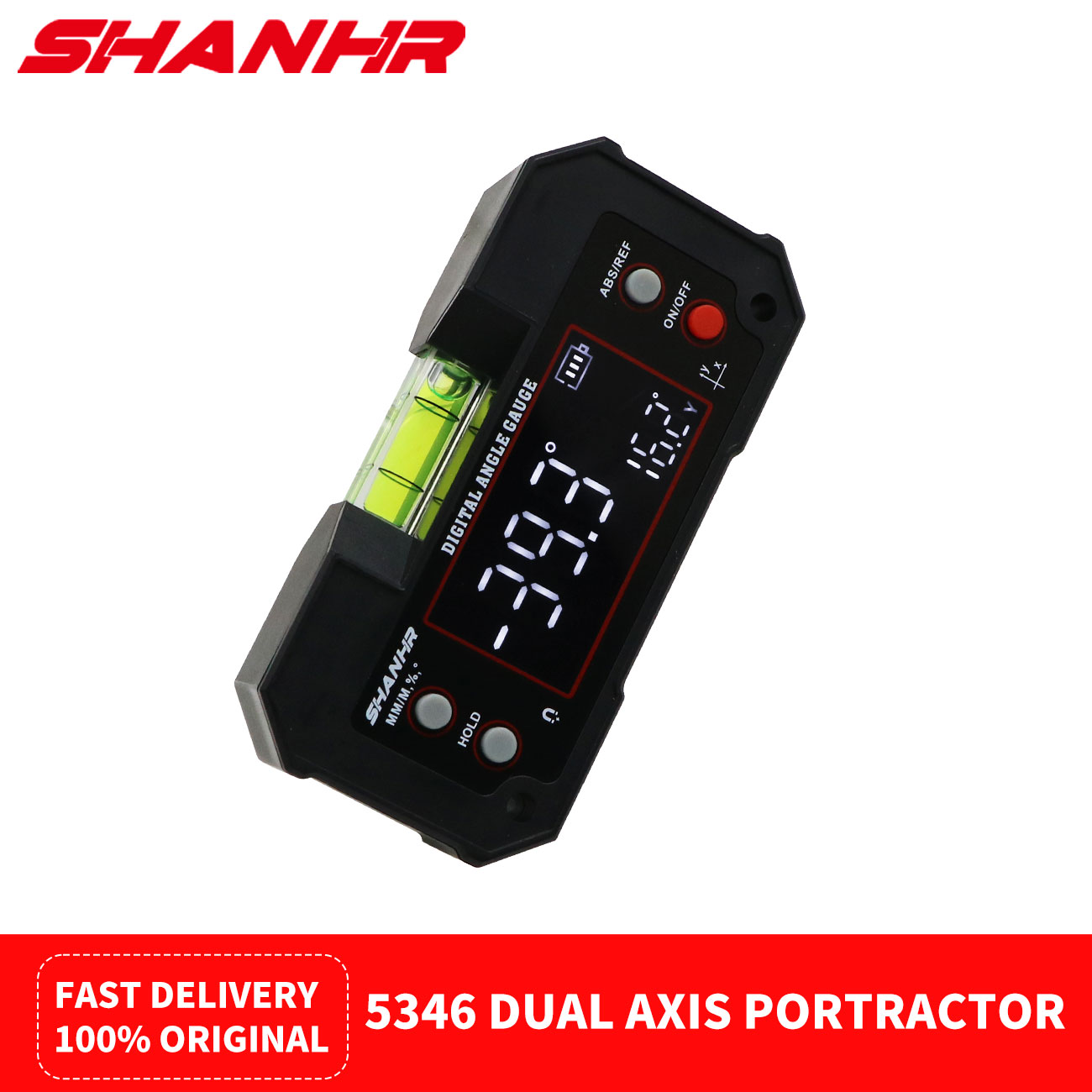 SHANHR デジタルアングルファインダー、バックライト付き LCD 付き多軸分度器ツール、バブル付きデジタルレベル、二軸ディスプレイ