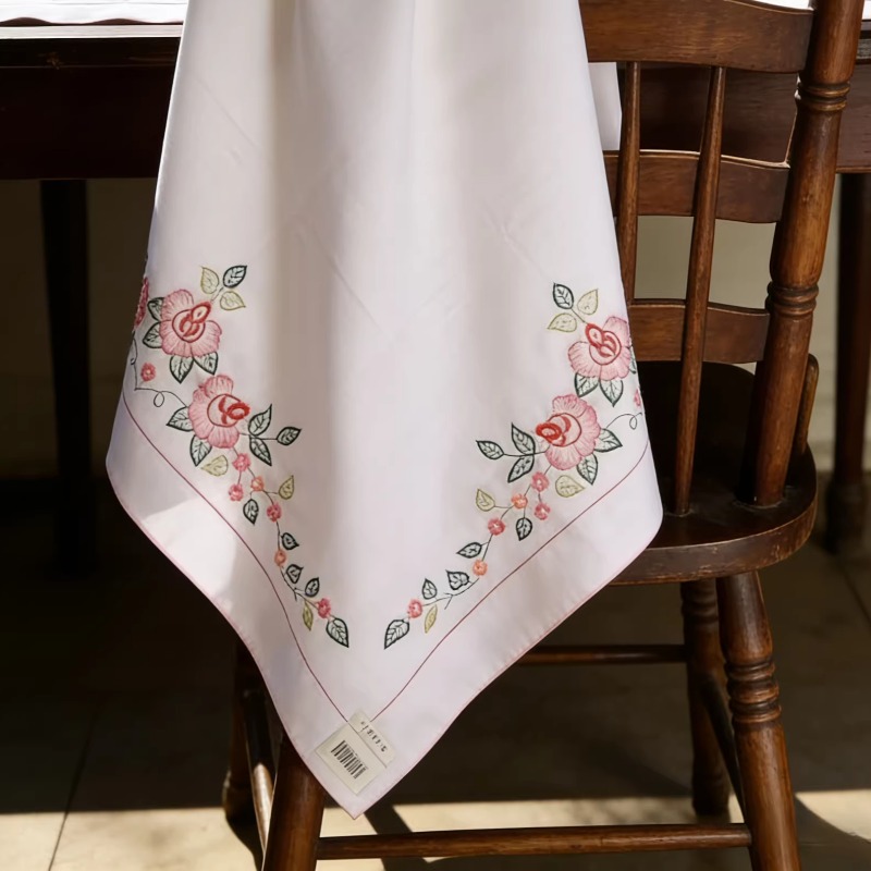 1PC 83X83cm ハンドプッシュ刺繍ポリエステル綿生地ユニバーサルカバー 83 センチメートルフレンチレトロ小さなコーヒーテーブルカバー