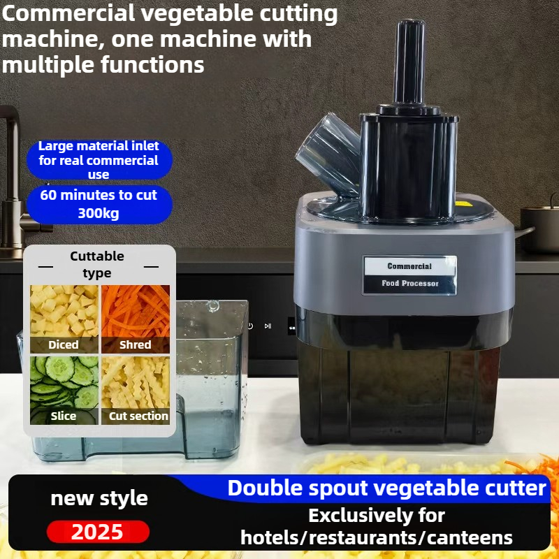 2025 新商業ダブル注ぎ口野菜カッター 4 1 多機能ダイシング細断スライスカッティングストリップ野菜
