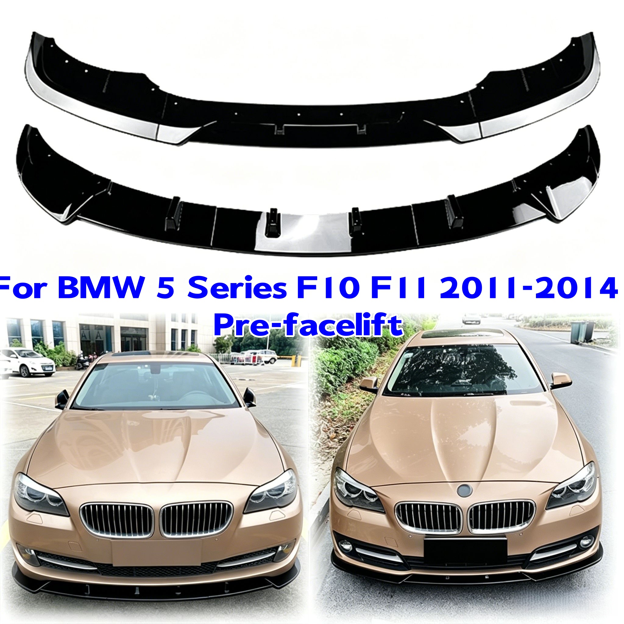 フロントバンパーリップスポイラースプリッターディフューザーボディキットチューニング ABS プロテクターカバー BMW 5 シリーズ F10 F11 2011-2014 フェイスリフト