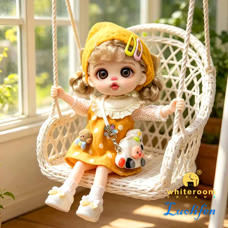 Luolifen 人形女の子ギフトかわいいミニ OB11 bjd トレンディなおもちゃデニムセットかわいいドーパミンキャンディーブルーグリーン目おもちゃアクセサリー