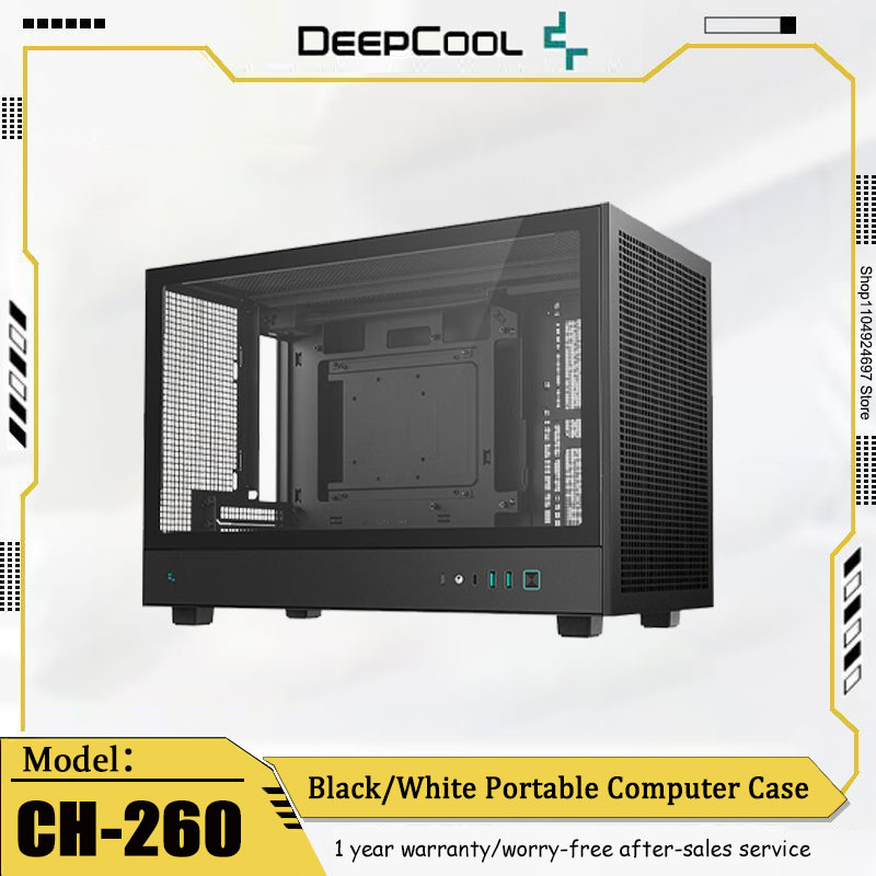 DEEPCOOL CH260 コンピュータケース M-ATX バックプラグマザーボードは 360 水冷 ATX 電源 Type-C インターフェイスデスクトップをサポート