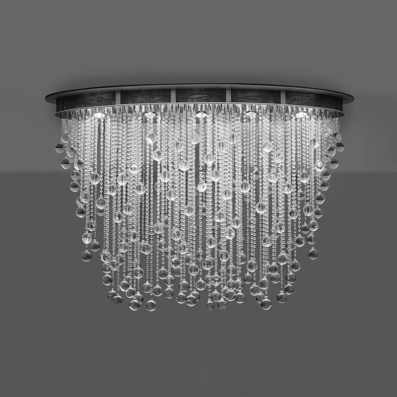 モダンなシャンデリア照明オーバルデザインダイニングリビングルームクリスタルライト高級フラッシュマウント LED クリスタル光沢