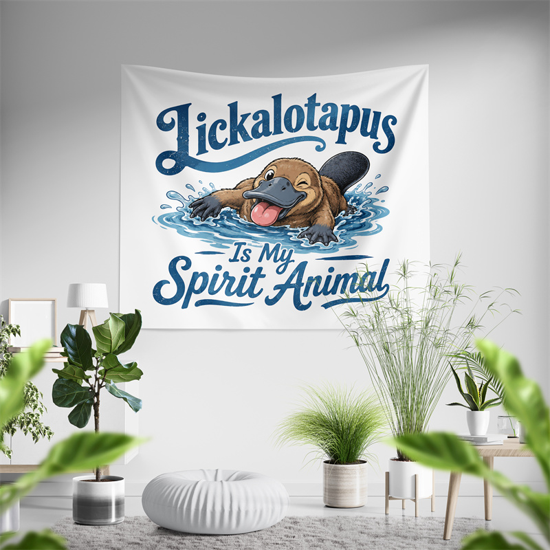 Aertemisi Lickalotapus は私のスピリットアニマル 面白いカモノハシアートタペストリー 壁掛け 寝室 リビングルーム 大学寮の装飾