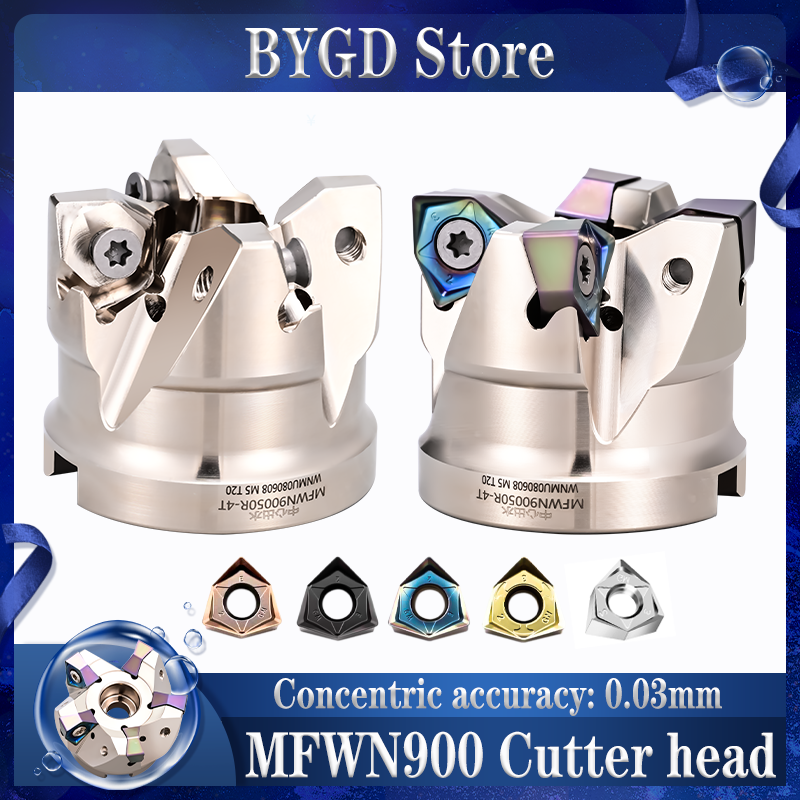 BYGD MFWN MFWN900 両面六角ヘビーカッターヘッド WNMU WNMU0806 が挿入され、BT NT HSK FMB ツールホルダーと一致します