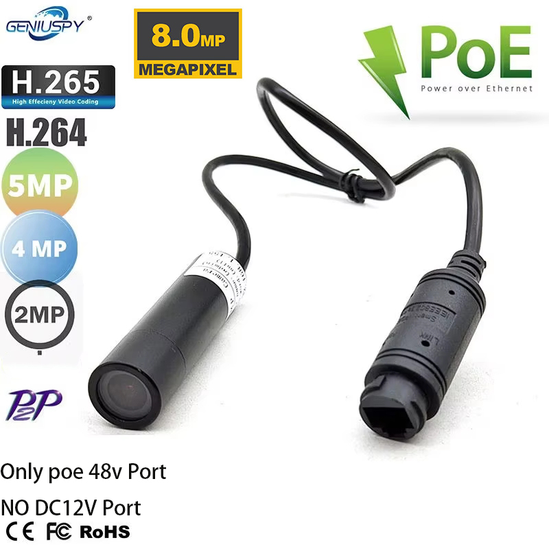 POE 48V NO DC 12V IP ネットワークミニ POE バレットカメラ 1080P 2MP 4MP 5MP 8MP 4K 監視 IP カム広角 CCTV ビデオカム