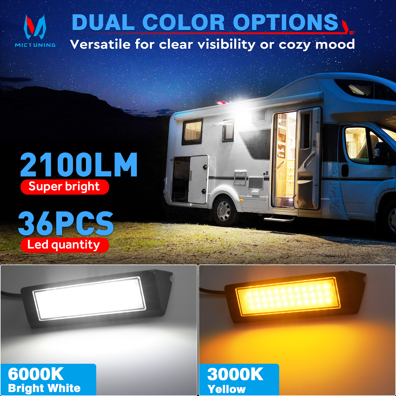 MICTUNING 9 インチ 30 ワット LED 黄色 3000K/白 6000K 防水壁緊急街路灯ガレージ照明パティオ防犯灯