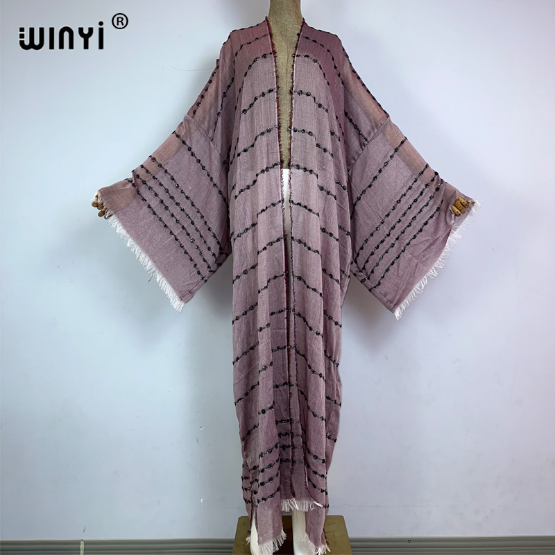 WINYI ビーチウェア快適な女性ボヘミアンモノクロビーチコートルーズドレスパーティー自由奔放に生きるルースホリデー水泳カバーアップ着物