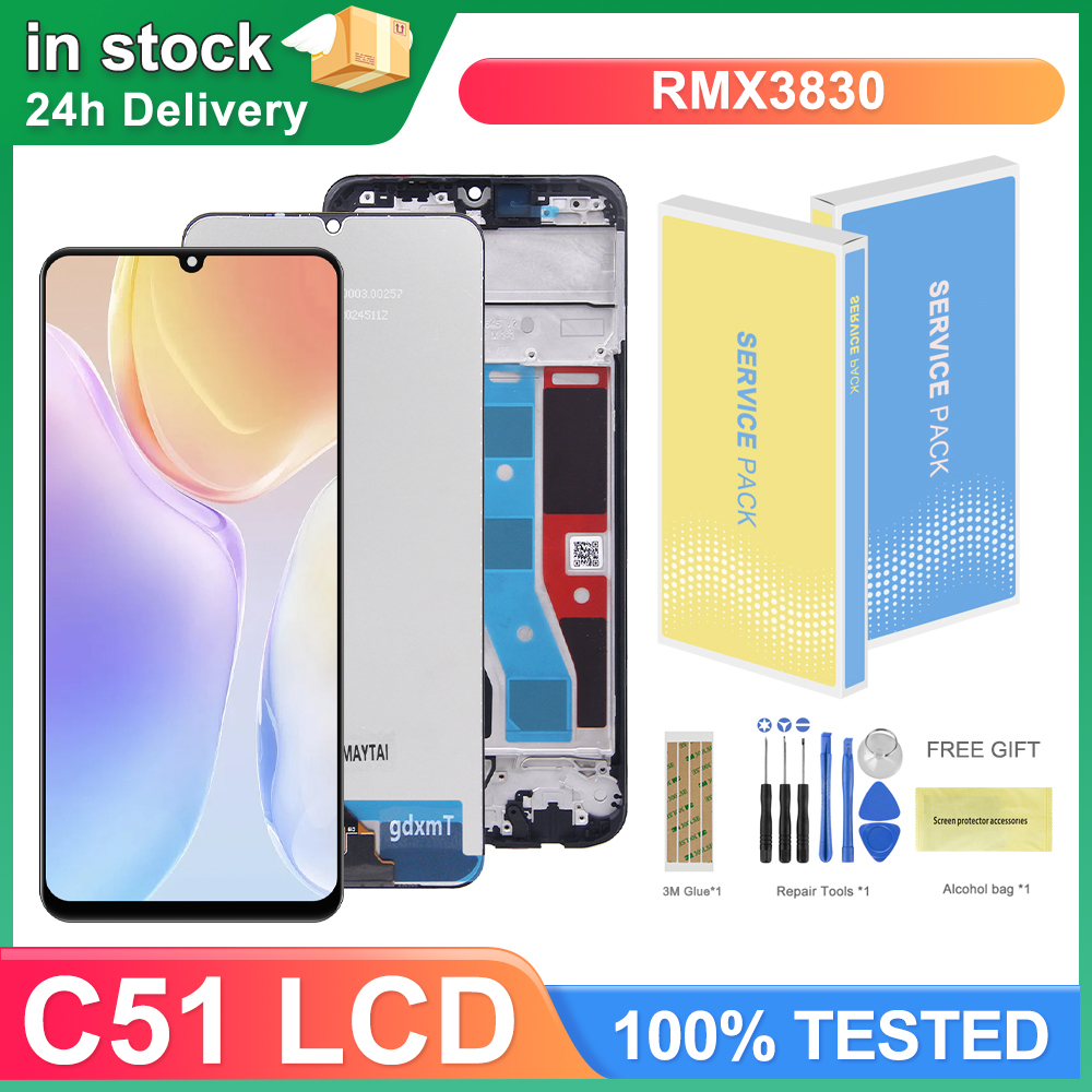 6.74 インチ Oppo Realme C51 液晶 RMX3830 ディスプレイフレーム交換デジタイザアセンブリ修理タッチスクリーン部品