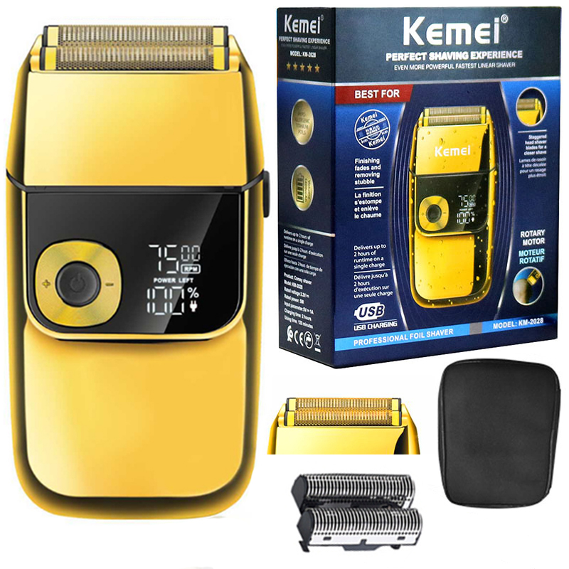 Kemei 2028 理髪プロフェッショナルひげシェーバー男性用電気シェーバー充電式電気かみそりハゲ頭シェービングマシン