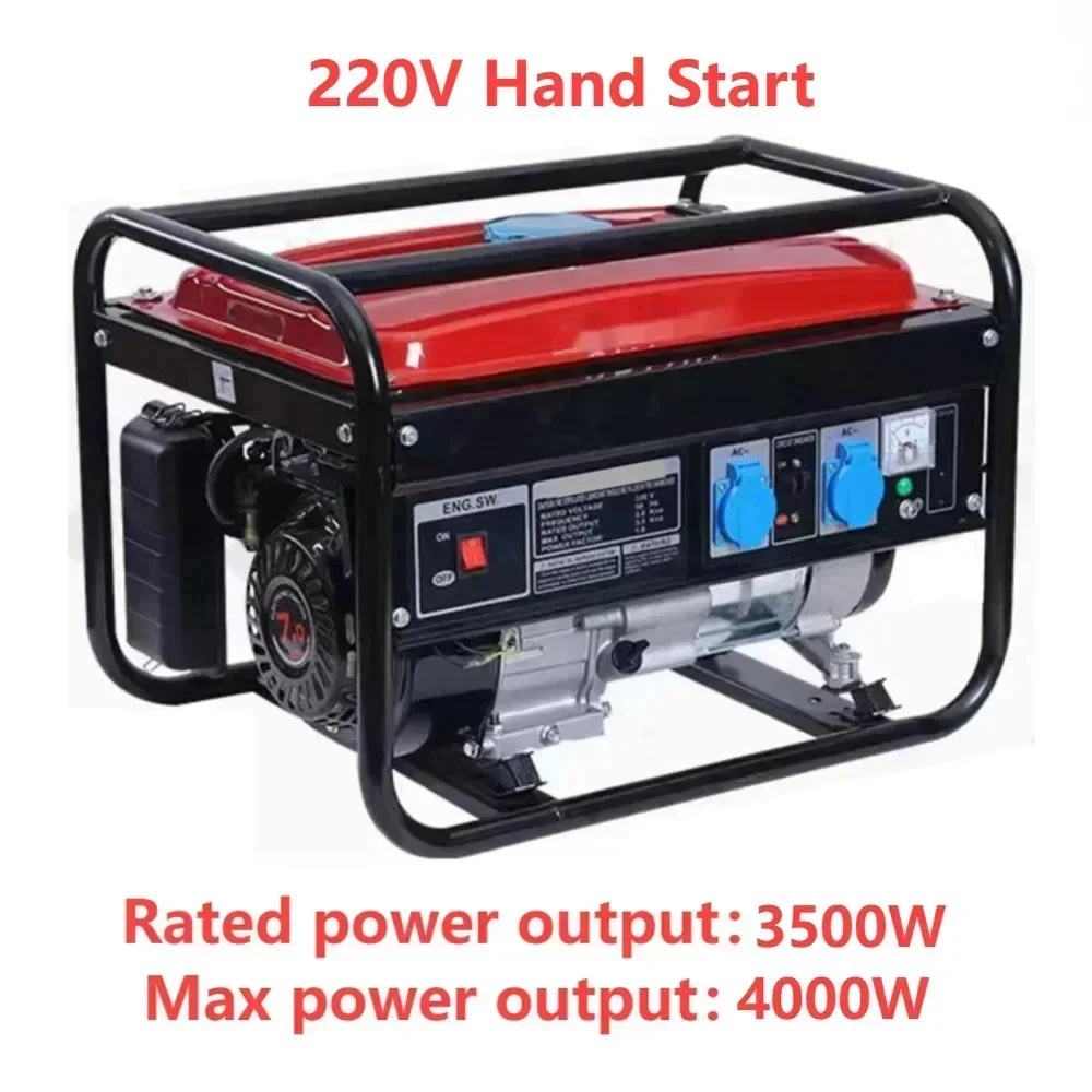 220V 4KW 7HP 家庭用屋外ハンドスタート発電機単相 4 ストローク発電機パネルデュアル電源タイヤなし