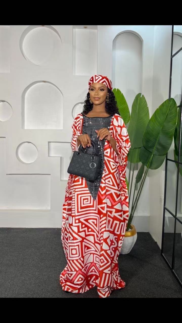 3 COLORS  2025 new arrivals loose women/lady summer maxi dress long print short sleeve abayas african style