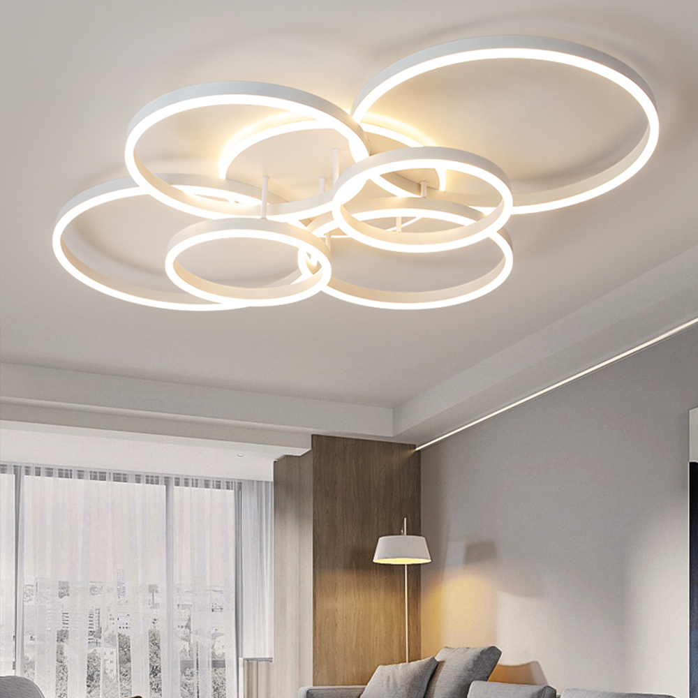 モダンなラウンドデザイン LED シーリングランプリビングルーム寝室用ゴールドホワイトリング天井シャンデリア照明器具照明器具