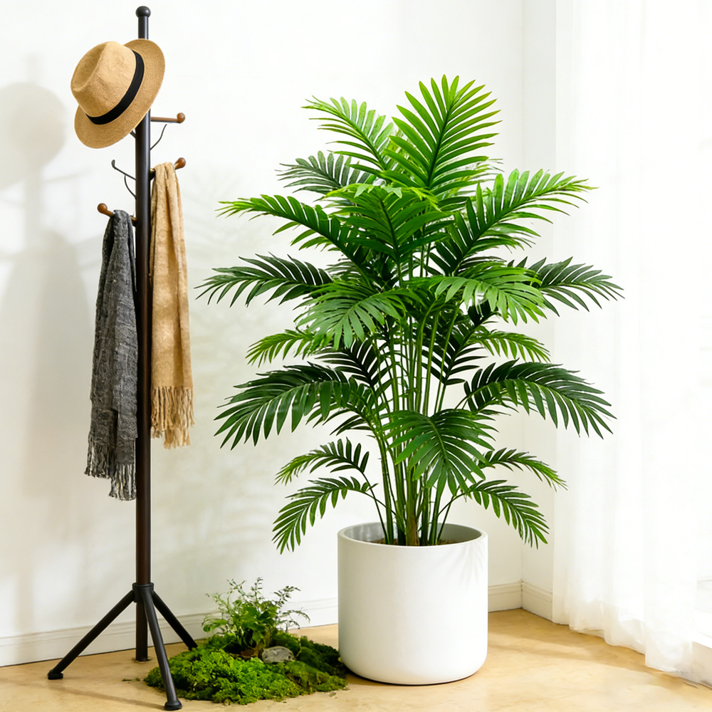 高さ 60-80 センチメートル人工ヤシの木偽モンステラ植物支店プラスチックマランタ葉フェイクココナッツの葉家庭用屋内装飾