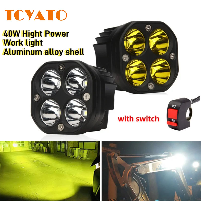 TCYATO 3 インチミニ LED ワークライトスクエアカーイエローホワイトスポットライト 12V 24V フォグライト 4X4 4WD