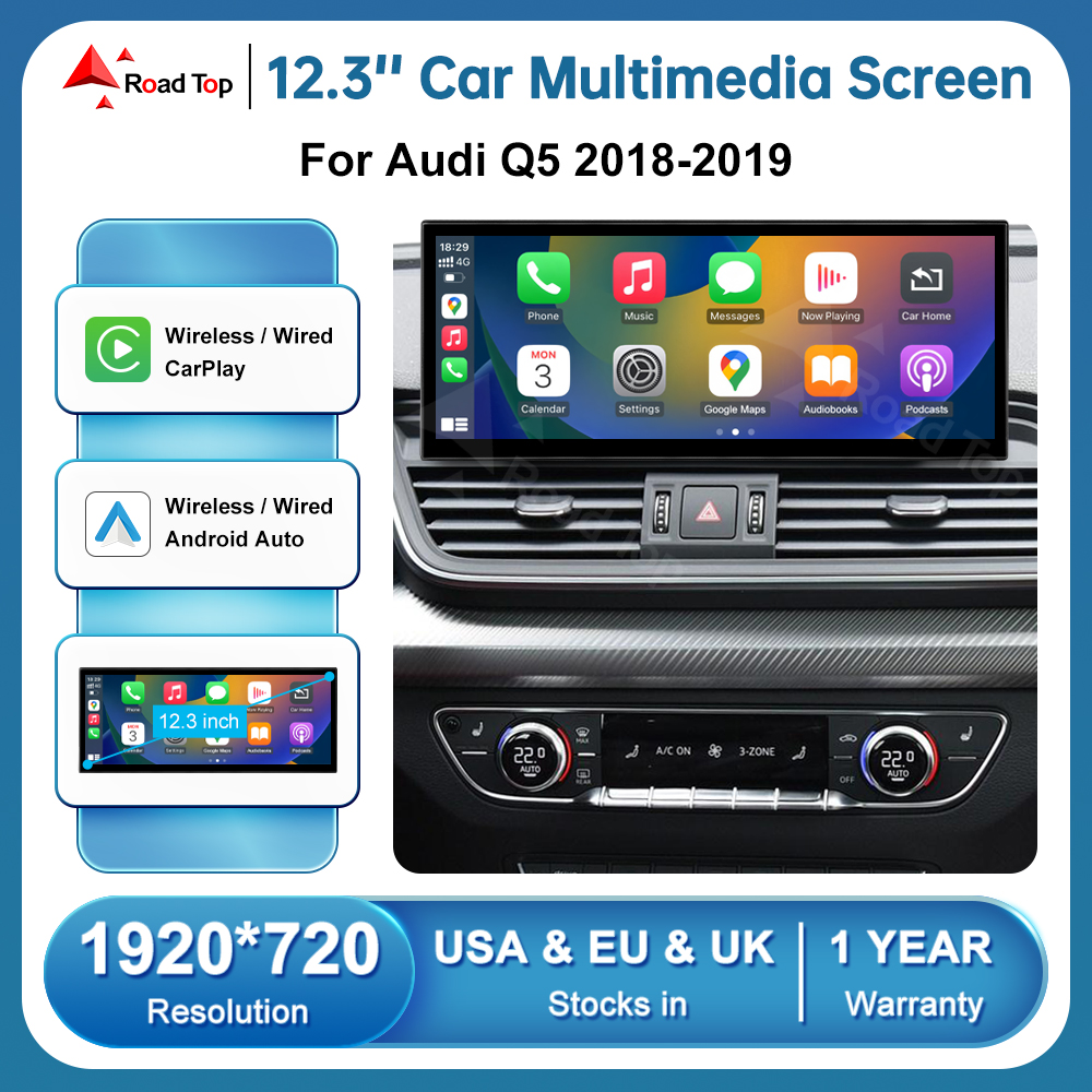 12.3 ''Linux タッチスクリーンアウディ Q5 2018-2019 カーラジオマルチメディアディスプレイワイヤレス CarPlay Android 自動 Airplay オートリンク