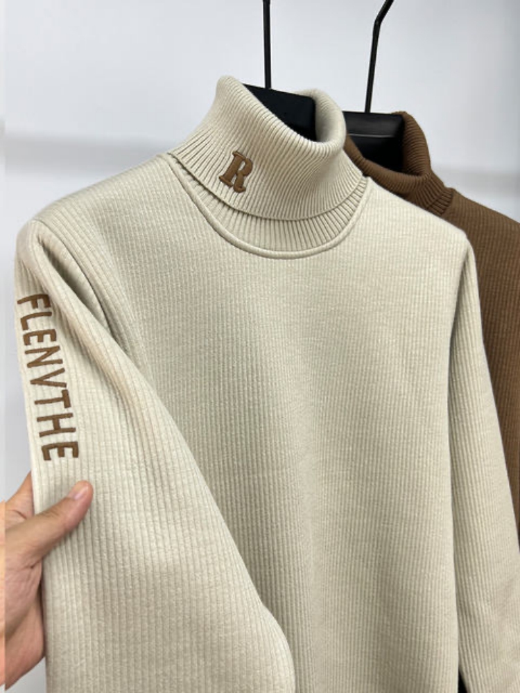 ハイエンドブランドトレンド文字刺繍ニットセーターメンズ秋冬新作ぬいぐるみ肥厚カジュアル暖かいハイカラープルオーバー