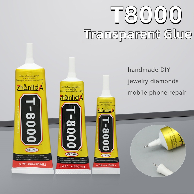 Zhanlida T8000 15/50/110ML クリア携帯電話接着剤多目的修理電子部品接着剤精密アプリケーターチップ付き