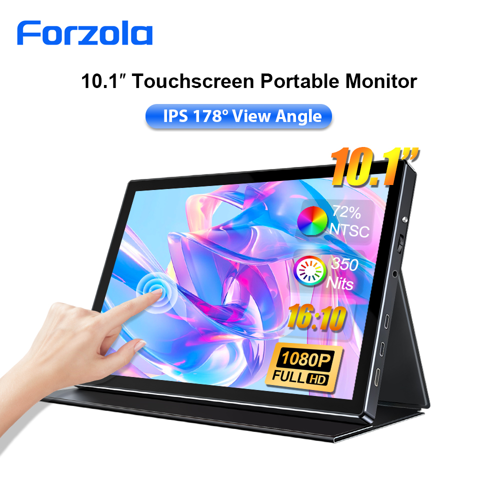 FORZOLA 10.1 インチタッチスクリーンポータブルモニター 1200p IPS LCD ディスプレイ Type-C HDMI Mac ラップトップ PC 電話 PS4 ケース付き