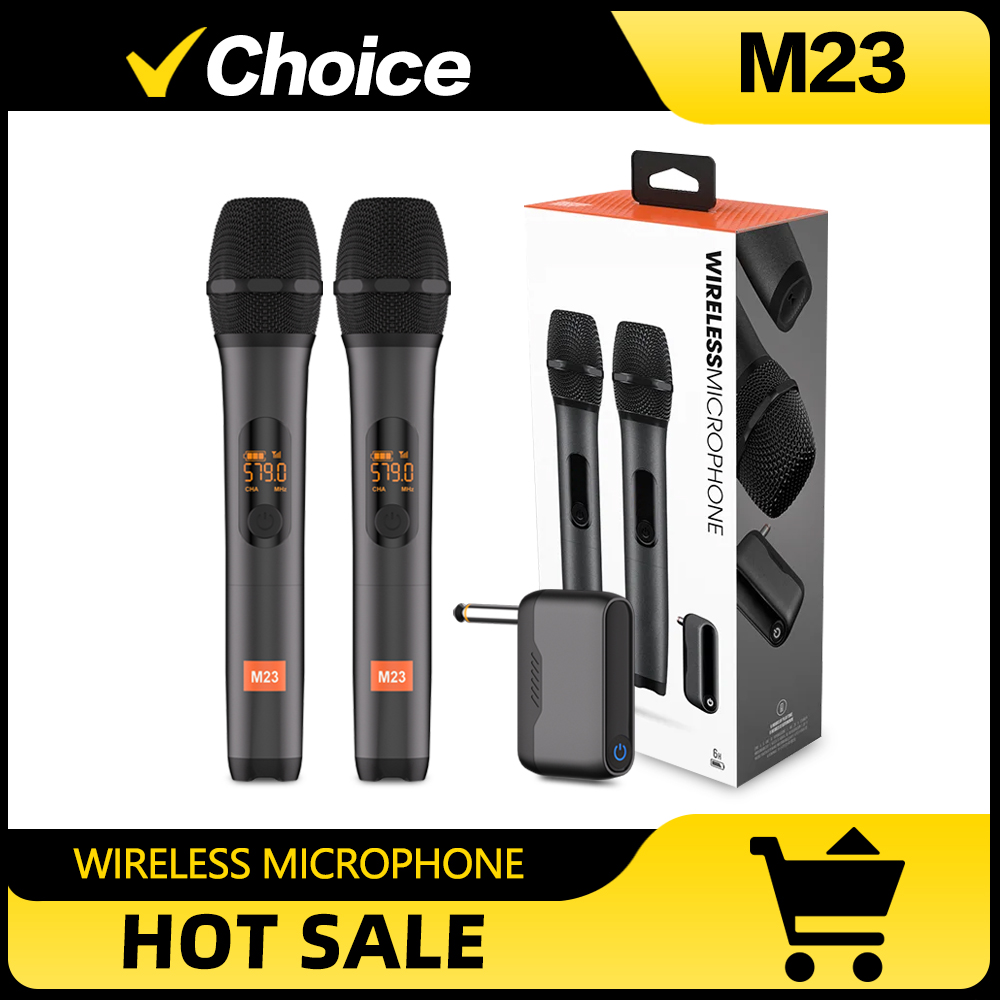 ワイヤレスマイク M23 UHF 2 チャンネルカラオケシステム充電式受信機コードレスハンドヘルドマイク教会パーティースピーカー