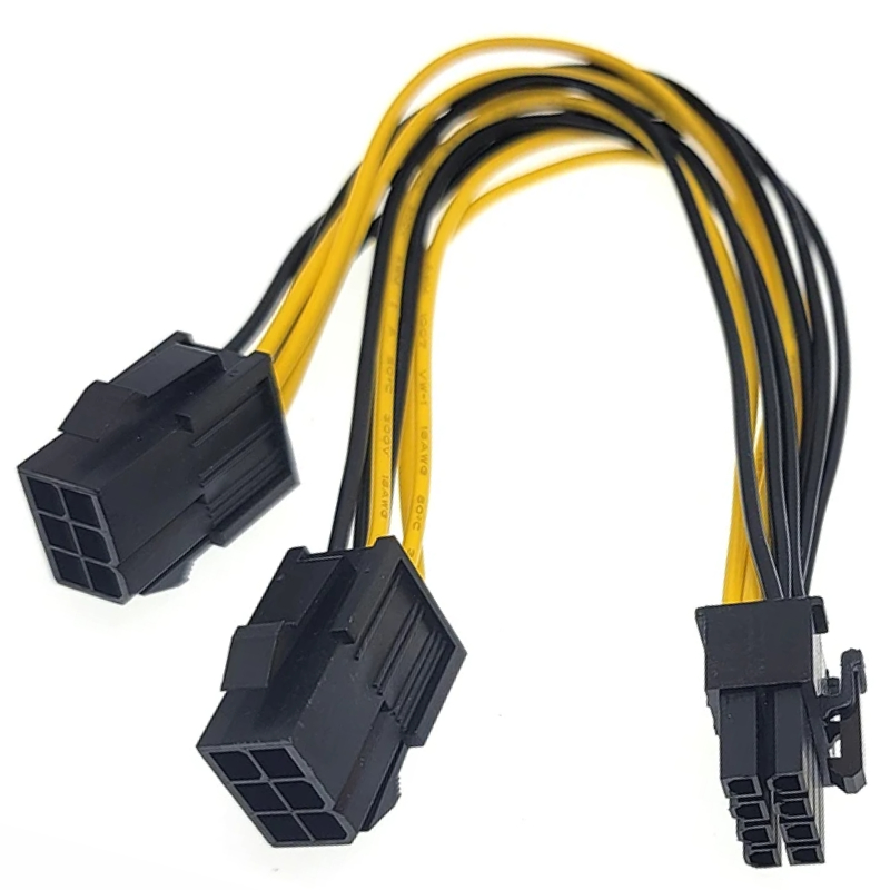 グラフィックスカード 8Pin オス - デュアル 6Pin メス GPU ビデオカード 2X6pin - 8pin GPU 18AWG 電源ケーブル Y スプリッターアダプター