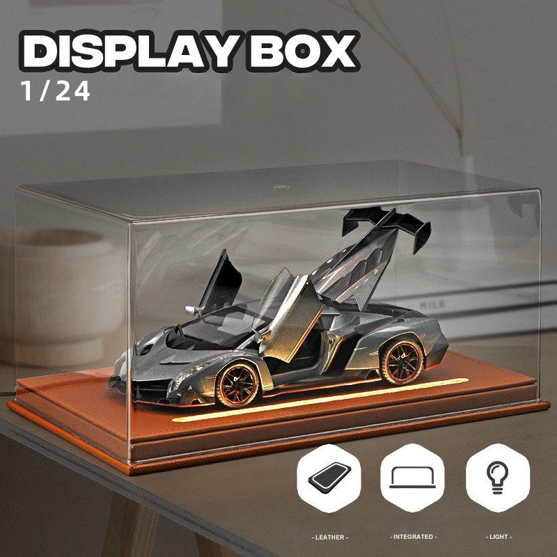 アクリルディスプレイボックスライト付き 1:24 合金車モデルシミュレーションカーコレクション装​​飾品防塵収納ボックス家の装飾